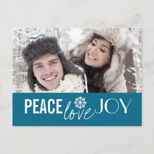 Peace Liebe Joy Sky Snowflake Holiday Postkarten (Vorderseite)