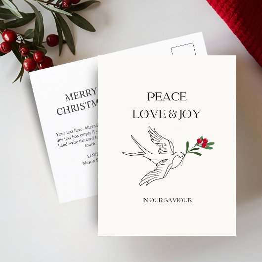 Peace Liebe Joy Snowbird Christmas Post Postkarte