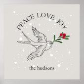 Peace Liebe Joy SnowBird Weihnachtsfest Poster (Vorne)