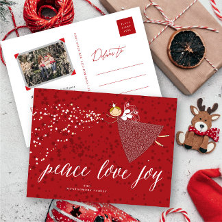 Peace Liebe Joy Snowflakes Magical Christmas Fairy Feiertagspostkarte