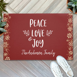 Peace Liebe Joy Snowflakes Typografie Red Holiday Fußmatte