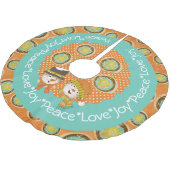 Peace Liebe Joy Snowmen Holiday Tree Skirt Polyester Weihnachtsbaumdecke (Schrägansicht)