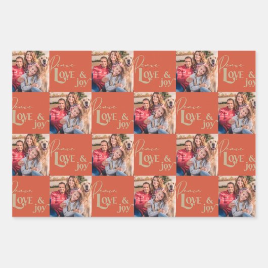 Peace Liebe & Joy Square Fotos Set 3 Geschenkpapier Set (Vorderseite)