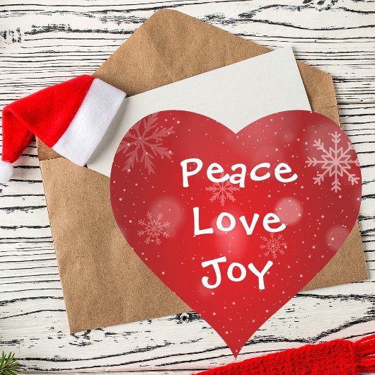 Peace Liebe Joy Stylish Red Christmas Holiday Herz-Aufkleber