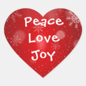 Peace Liebe Joy Stylish Red Christmas Holiday Herz-Aufkleber (Vorderseite)