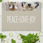 Peace Liebe Joy Taupe Holiday Foto Collage Handtuch (Gefaltet)