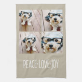 Peace Liebe Joy Taupe Holiday Foto Collage Handtuch (Vertikal)