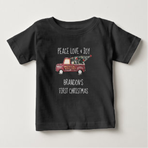 Peace Liebe & Joy Toy Truck Erster Weihnachten Baby T-shirt