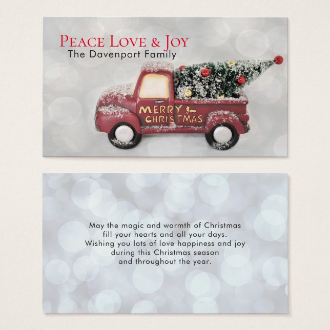 Peace Liebe & Joy Toy Truck Frohe Weihnachten (Vorne & Hinten)