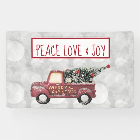 Peace Liebe & Joy Toy Truck Frohe Weihnachten Banner (Horizontal)
