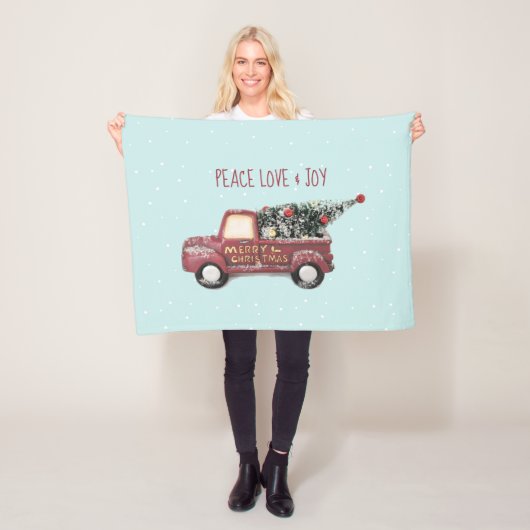 Peace Liebe & Joy Toy Truck Frohe Weihnachten Fleecedecke (Beispiel)
