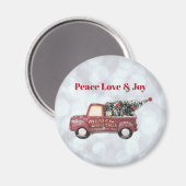 Peace Liebe & Joy Toy Truck Frohe Weihnachten Magnet (Vorderseite/Rückseite)