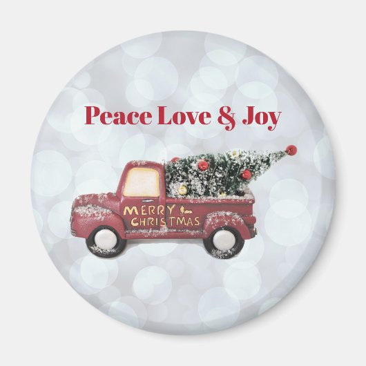 Peace Liebe & Joy Toy Truck Frohe Weihnachten Magnet (Vorne)
