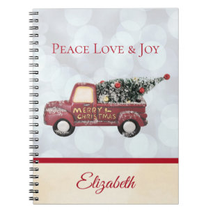 Peace Liebe & Joy Toy Truck Frohe Weihnachten Notizblock