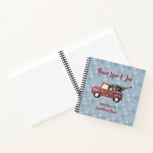 Peace Liebe & Joy Toy Truck Frohe Weihnachten Notizbuch (Innenseite)