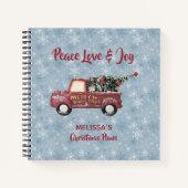 Peace Liebe & Joy Toy Truck Frohe Weihnachten Notizbuch (Vorderseite)