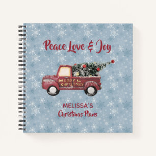 Peace Liebe & Joy Toy Truck Frohe Weihnachten Notizbuch