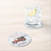 Peace Liebe & Joy Toy Truck Frohe Weihnachten Runder Pappuntersetzer (Vor Ort)