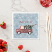Peace Liebe & Joy Toy Truck Frohe Weihnachten Serviette (Beispiel)