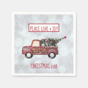 Peace Liebe & Joy Toy Truck Frohe Weihnachten Serviette