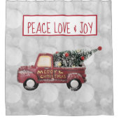 Peace Liebe & Joy Toy Truck Silver Bokeh Duschvorhang (Vorderseite)