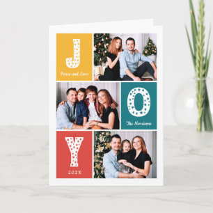 Peace Liebe JOY Typografy Modern 3 Foto Feiertagskarte