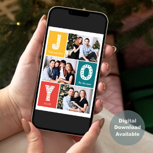 Peace Liebe JOY Typografy Modern 3 Foto Feiertagskarte