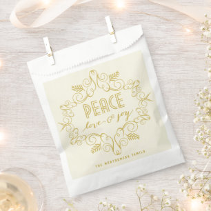 Peace Liebe Joy Vintag Deko Frame Foliage Holiday Geschenktütchen