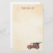 Peace Liebe & Joy w/Red Toy Truck Frohe Weihnachte Briefpapier (Vorne/Hinten)