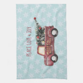 Peace Liebe & Joy w/Red Toy Truck Frohe Weihnachte Geschirrtuch (Vertikal)