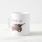 Peace Liebe & Joy w/RedToy Truck Frohe Weihnachten Kaffeetasse (Vorderseite Links)