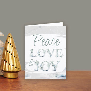 Peace Liebe & Joy Watercolor Typografie Weihnachte Feiertagskarte