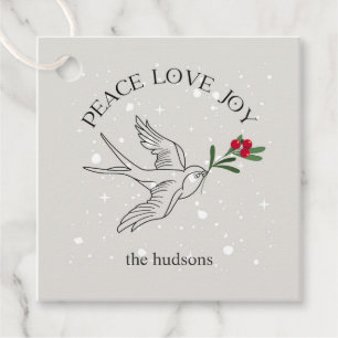 PEACE LIEBE JOY Weihnachtsfeiertag Rote Berries Geschenkanhänger