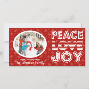 Peace Liebe Joy Winter Happy Holidays Fotokarte Feiertagskarte