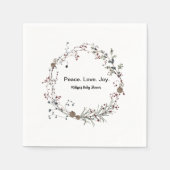 Peace Liebe joy winterberry rustic boho Wildblumen Serviette (Vorderseite)