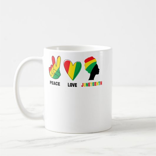 Peace Liebe Juneteenth Pride Black Girl Black Quee Kaffeetasse (Links)