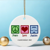 Peace Liebe Justice Custom Lawyer Judge Weihnachte Keramik Ornament