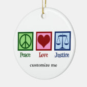 Peace Liebe Justice Custom Lawyer Judge Weihnachte Keramik Ornament (Links)