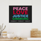 Peace Liebe Justice GINSBURG Poster (Küche)