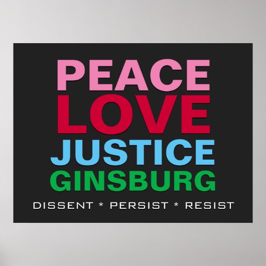 Peace Liebe Justice GINSBURG Poster (Vorne)