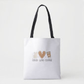 Peace Liebe Kaffee I Liebe Kaffee Zitat Funny Happ Tasche (Vorderseite)