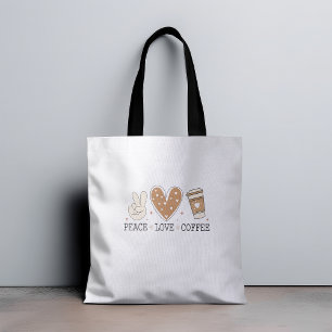 Peace Liebe Kaffee I Liebe Kaffee Zitat Funny Happ Tasche