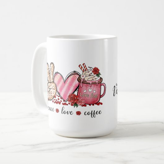 Peace Liebe Kaffee-Kaffee-Tasse Kaffeetasse (Vorderseite Links)
