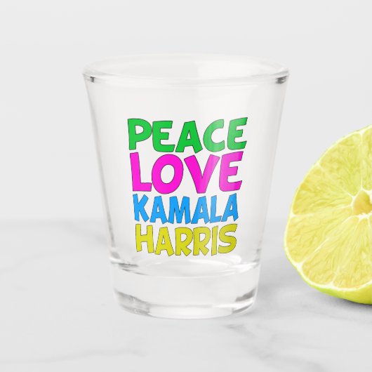 Peace Liebe Kamala Harris Schnapsglas (Vorderseite)