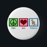 Peace Liebe Kangaroo Button<br><div class="desc">Ein Friedenszeichen, Herz und niedliches Känguru. Ich Liebe hübsche australische Tiergeschenke. Peace Liebe Kangaroos.</div>