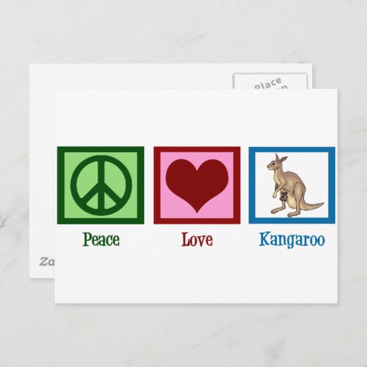 Peace Liebe Kangaroo Postkarte (Vorne/Hinten)