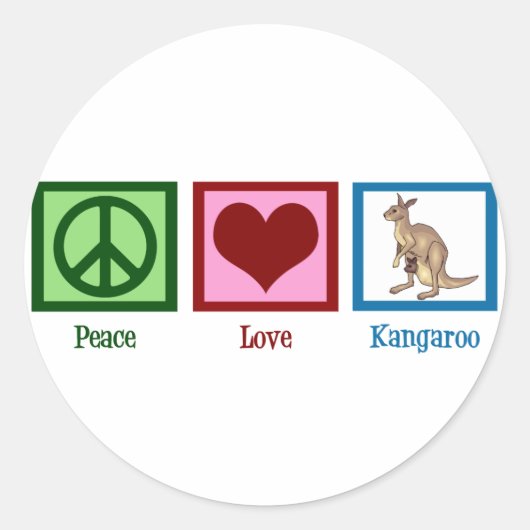 Peace Liebe Kangaroo Runder Aufkleber (Vorderseite)
