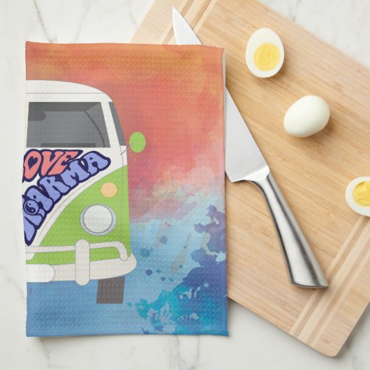 Peace Liebe Karma hippie Regenbogenfarbe van Geschirrtuch (Viertel Falte)