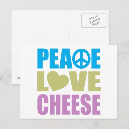 Peace Liebe Käse Postkarte (Vorne/Hinten)
