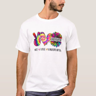 Peace Liebe Kindergarten Lehrerin Funny Gefärbte K T-Shirt